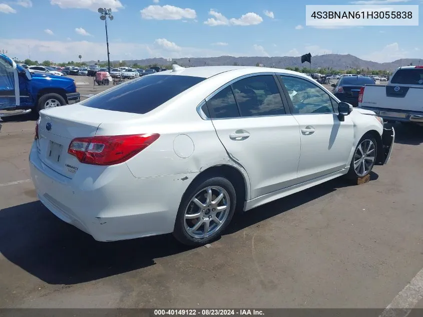 2017 Subaru Legacy 2.5I Limited VIN: 4S3BNAN61H3055838 Lot: 40149122