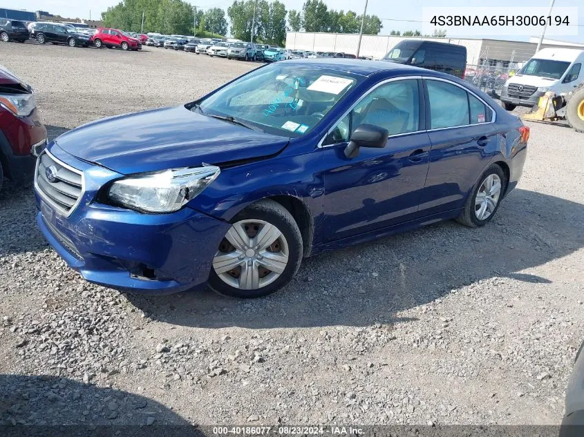 2017 Subaru Legacy 2.5I VIN: 4S3BNAA65H3006194 Lot: 40186077