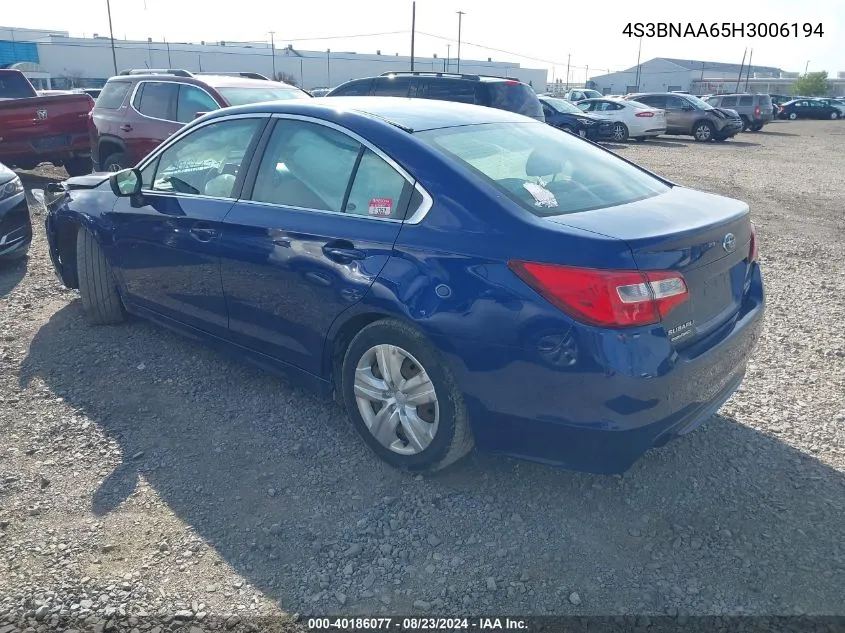 2017 Subaru Legacy 2.5I VIN: 4S3BNAA65H3006194 Lot: 40186077