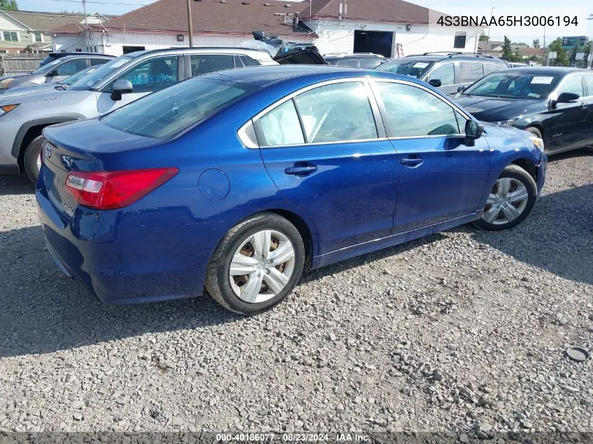 2017 Subaru Legacy 2.5I VIN: 4S3BNAA65H3006194 Lot: 40186077