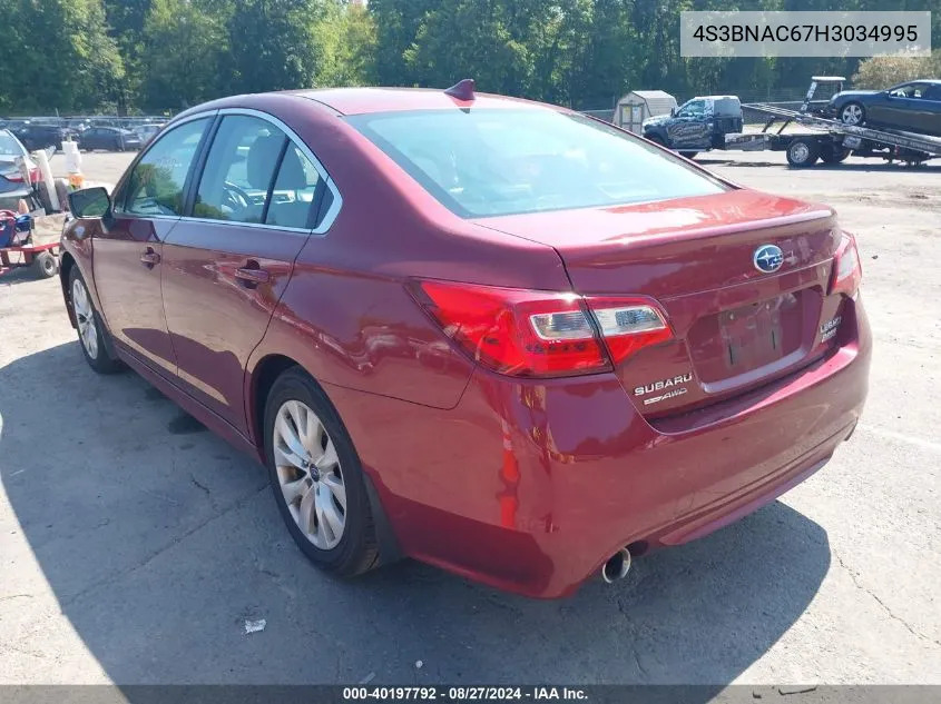 2017 Subaru Legacy 2.5I Premium VIN: 4S3BNAC67H3034995 Lot: 40197792