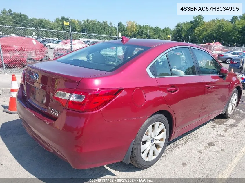 2017 Subaru Legacy 2.5I Premium VIN: 4S3BNAC67H3034995 Lot: 40197792