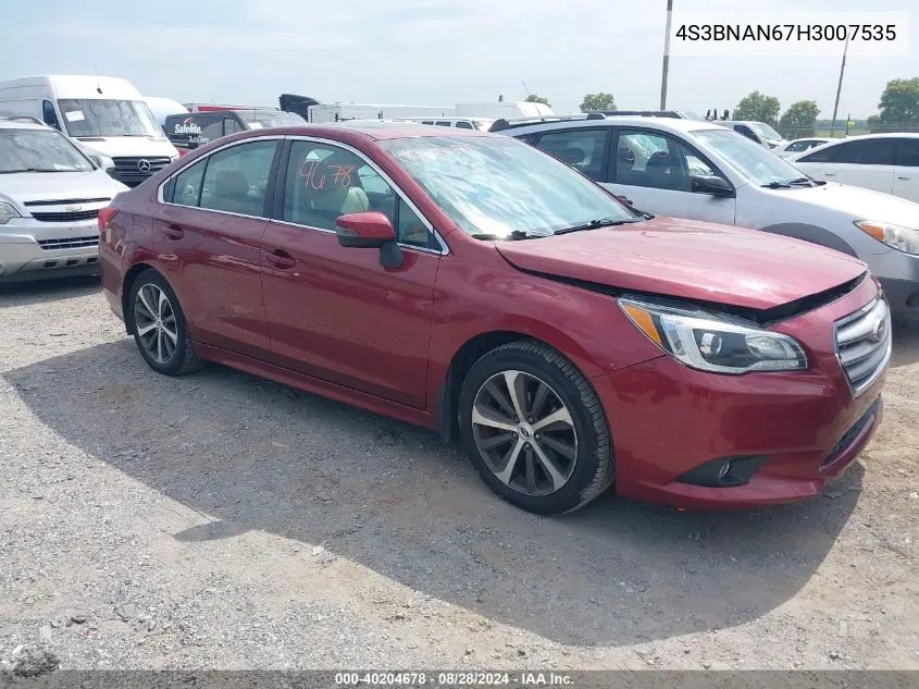 2017 Subaru Legacy 2.5I Limited VIN: 4S3BNAN67H3007535 Lot: 40204678