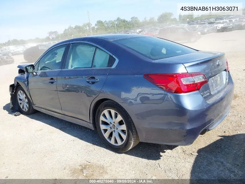 4S3BNAB61H3063071 2017 Subaru Legacy 2.5I