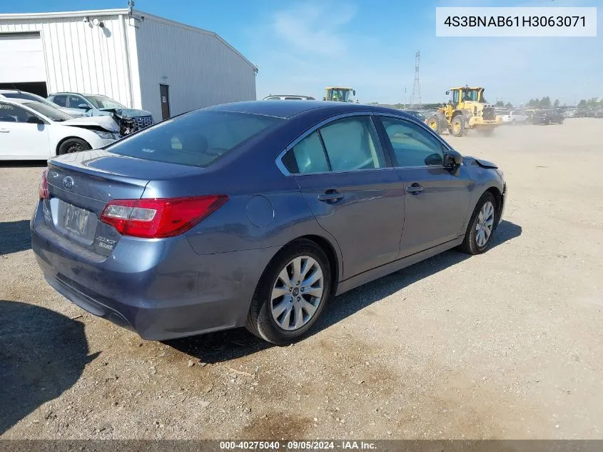 2017 Subaru Legacy 2.5I VIN: 4S3BNAB61H3063071 Lot: 40275040