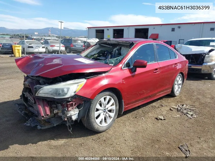 4S3BNAC61H3036399 2017 Subaru Legacy 2.5I Premium