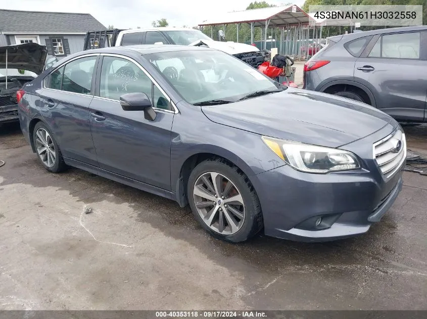 2017 Subaru Legacy 2.5I Limited VIN: 4S3BNAN61H3032558 Lot: 40353118