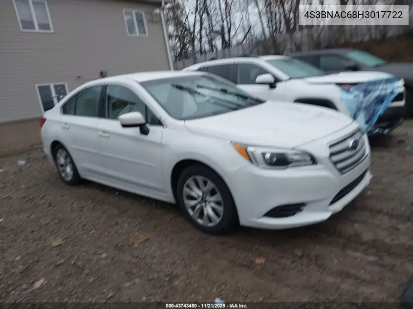 4S3BNAC68H3017722 2017 Subaru Legacy 2.5I Premium