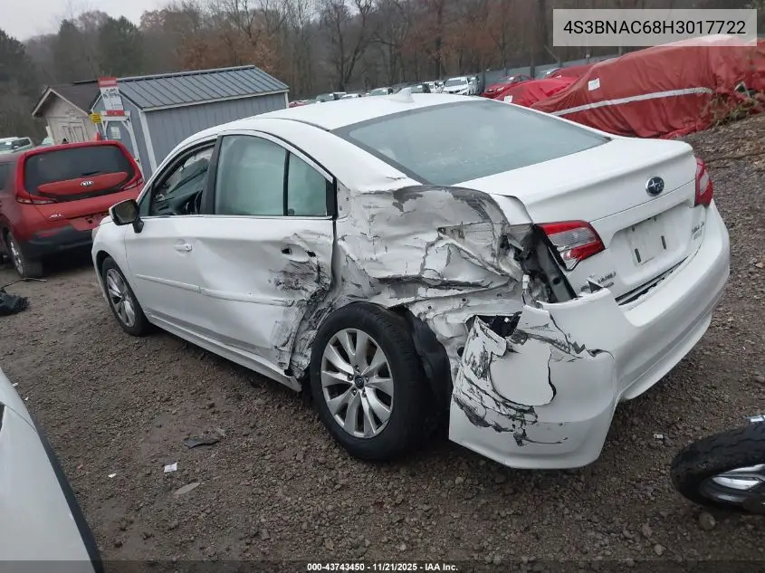 4S3BNAC68H3017722 2017 Subaru Legacy 2.5I Premium