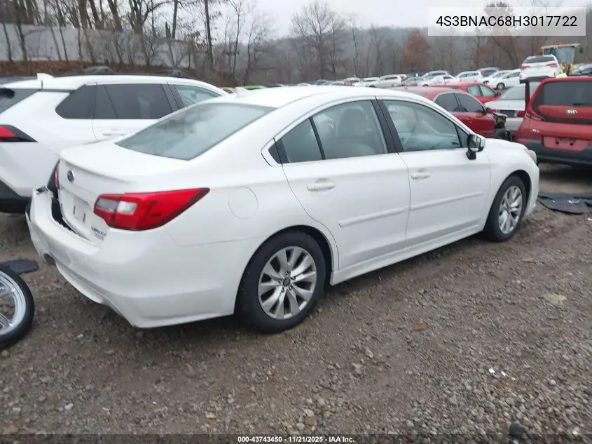 4S3BNAC68H3017722 2017 Subaru Legacy 2.5I Premium