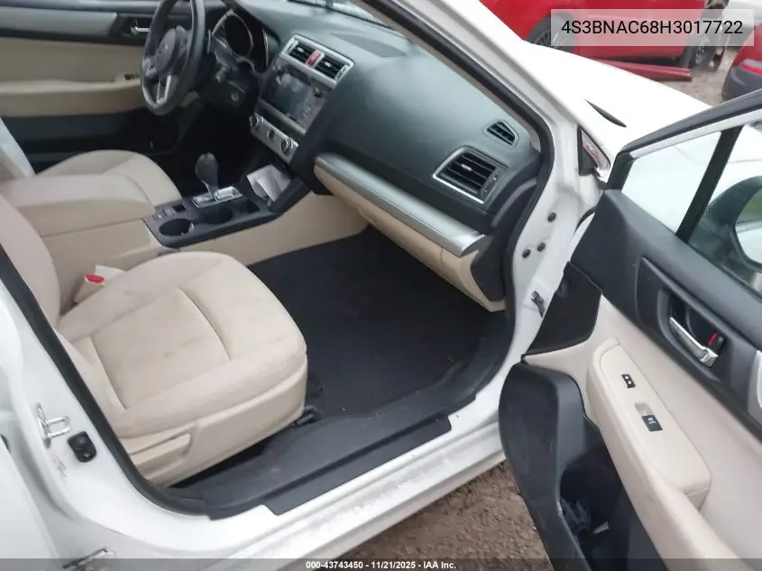 4S3BNAC68H3017722 2017 Subaru Legacy 2.5I Premium