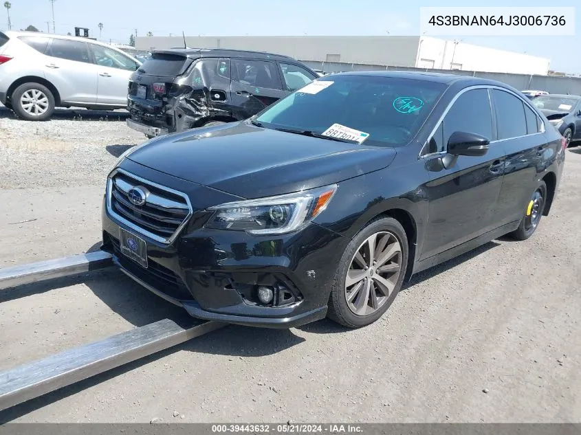 2018 Subaru Legacy 2.5I Limited VIN: 4S3BNAN64J3006736 Lot: 39443632