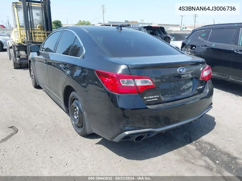 2018 Subaru Legacy 2.5I Limited VIN: 4S3BNAN64J3006736 Lot: 39443632