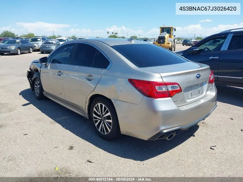 2018 Subaru Legacy 2.5I Premium VIN: 4S3BNAC67J3026420 Lot: 40012164