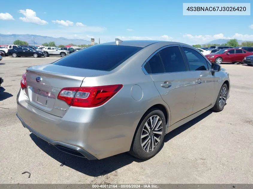 2018 Subaru Legacy 2.5I Premium VIN: 4S3BNAC67J3026420 Lot: 40012164