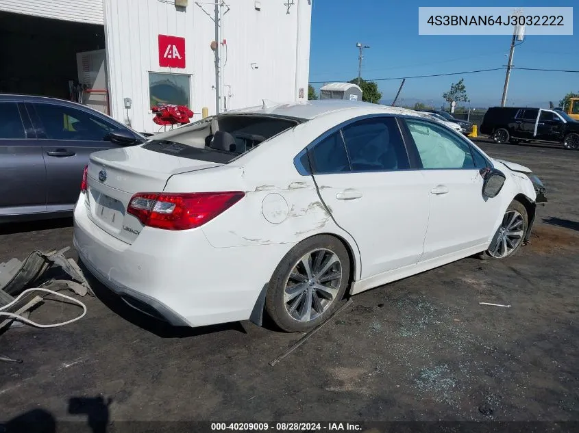 4S3BNAN64J3032222 2018 Subaru Legacy 2.5I Limited