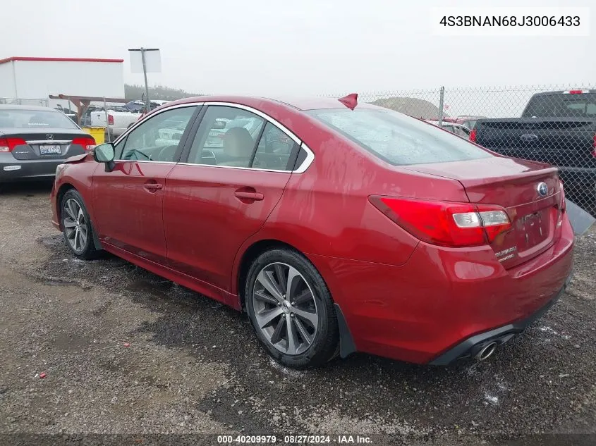 2018 Subaru Legacy 2.5I Limited VIN: 4S3BNAN68J3006433 Lot: 40209979