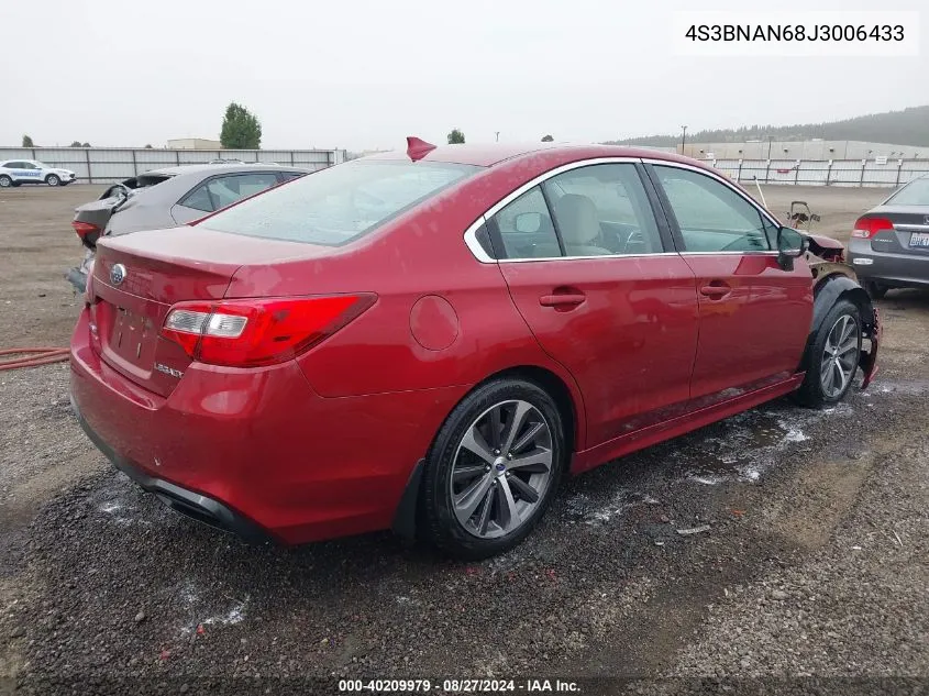 4S3BNAN68J3006433 2018 Subaru Legacy 2.5I Limited