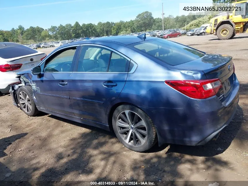 2018 Subaru Legacy 2.5I Limited VIN: 4S3BNAN65J3022721 Lot: 40314933