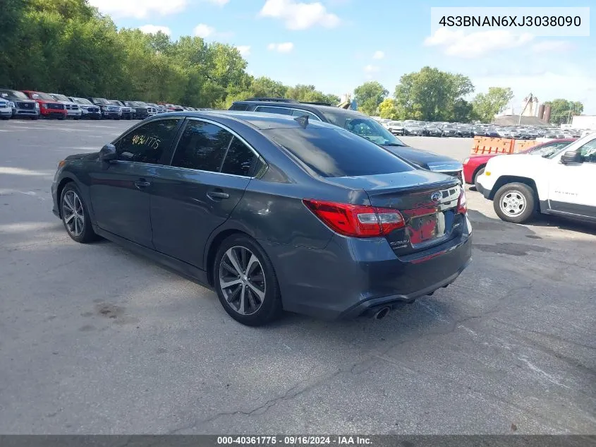 4S3BNAN6XJ3038090 2018 Subaru Legacy 2.5I Limited