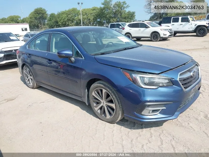 2019 Subaru Legacy 2.5I Limited VIN: 4S3BNAN62K3034763 Lot: 39920584