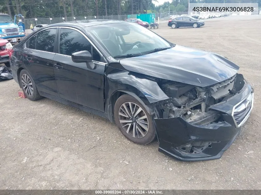 2019 Subaru Legacy 2.5I Premium VIN: 4S3BNAF69K3006828 Lot: 39985204