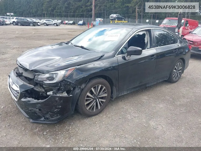 2019 Subaru Legacy 2.5I Premium VIN: 4S3BNAF69K3006828 Lot: 39985204