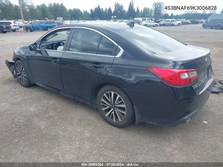 2019 Subaru Legacy 2.5I Premium VIN: 4S3BNAF69K3006828 Lot: 39985204