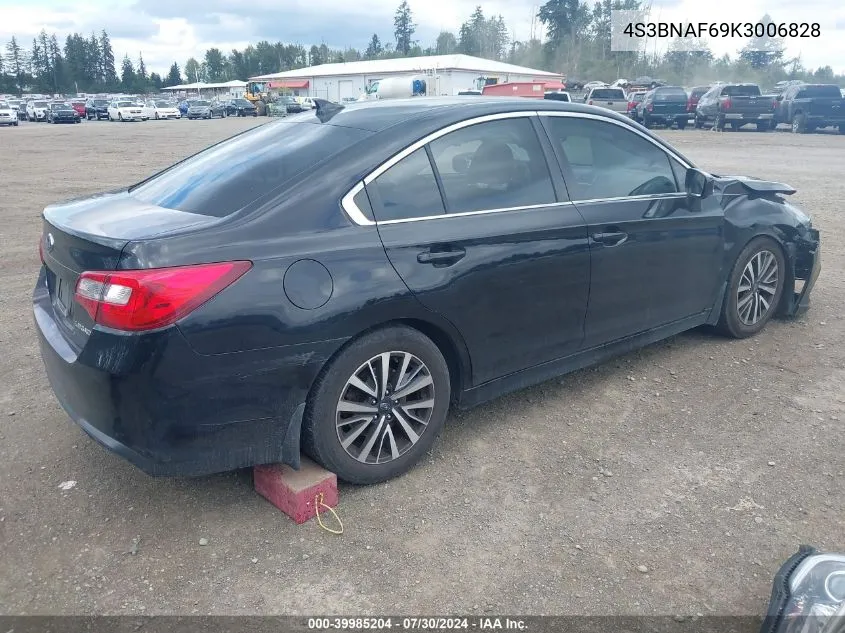 2019 Subaru Legacy 2.5I Premium VIN: 4S3BNAF69K3006828 Lot: 39985204