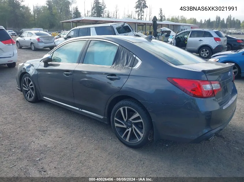 2019 Subaru Legacy 2.5I Sport VIN: 4S3BNAS6XK3021991 Lot: 40026456