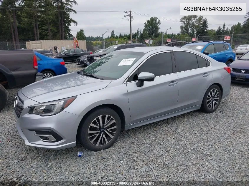 2019 Subaru Legacy 2.5I Premium VIN: 4S3BNAF64K3035265 Lot: 40032339