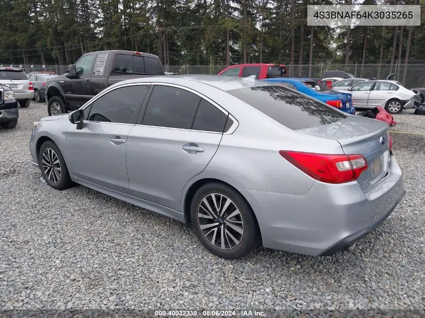 2019 Subaru Legacy 2.5I Premium VIN: 4S3BNAF64K3035265 Lot: 40032339