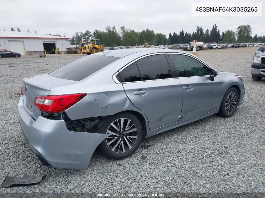 2019 Subaru Legacy 2.5I Premium VIN: 4S3BNAF64K3035265 Lot: 40032339