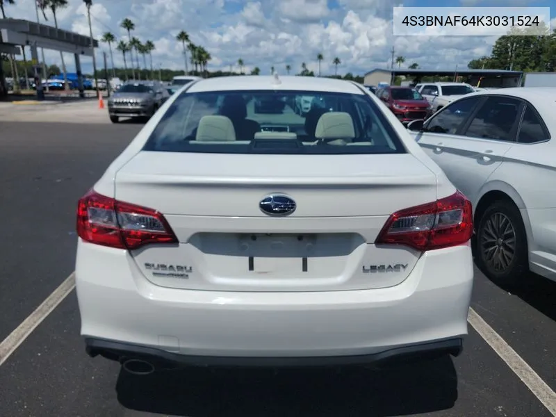 2019 Subaru Legacy 2.5I Premium VIN: 4S3BNAF64K3031524 Lot: 40088425