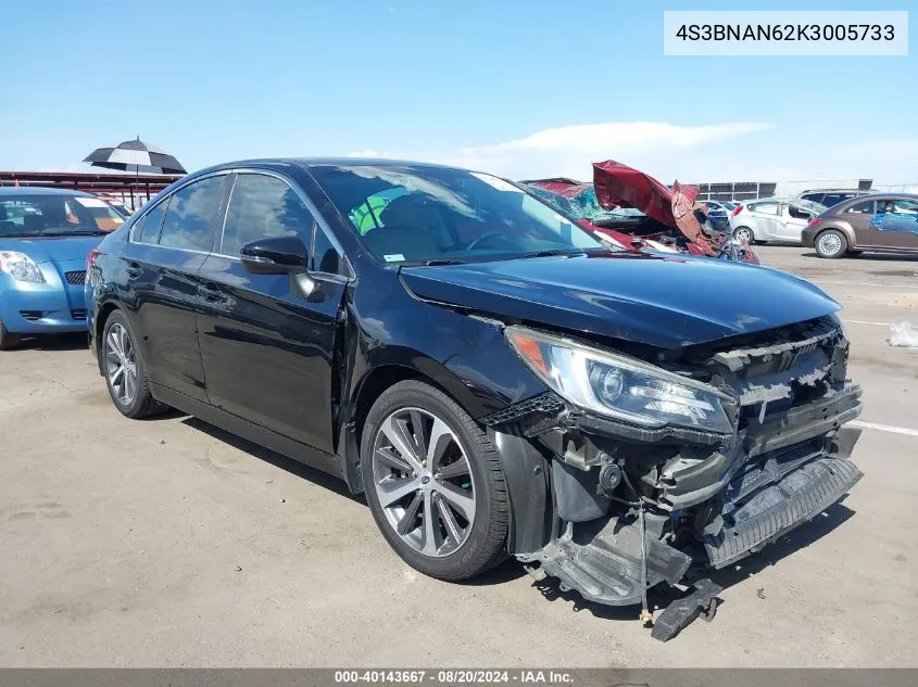 2019 Subaru Legacy 2.5I Limited VIN: 4S3BNAN62K3005733 Lot: 40143667