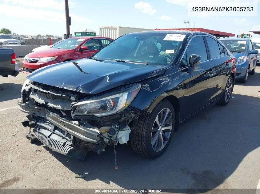 2019 Subaru Legacy 2.5I Limited VIN: 4S3BNAN62K3005733 Lot: 40143667