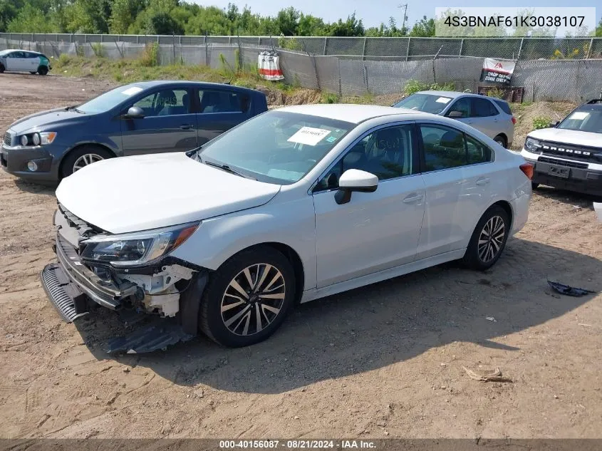 2019 Subaru Legacy 2.5I Premium VIN: 4S3BNAF61K3038107 Lot: 40156087