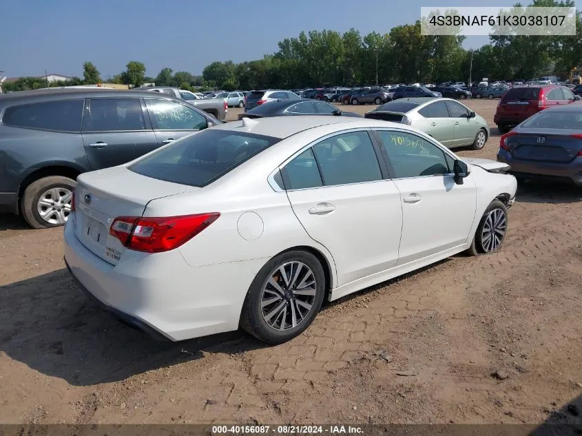 2019 Subaru Legacy 2.5I Premium VIN: 4S3BNAF61K3038107 Lot: 40156087