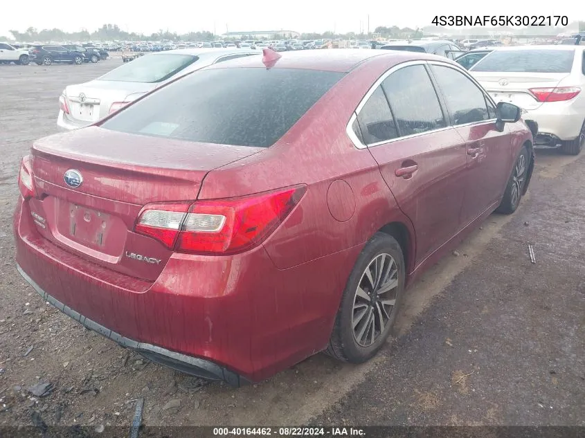 2019 Subaru Legacy 2.5I Premium VIN: 4S3BNAF65K3022170 Lot: 40164462