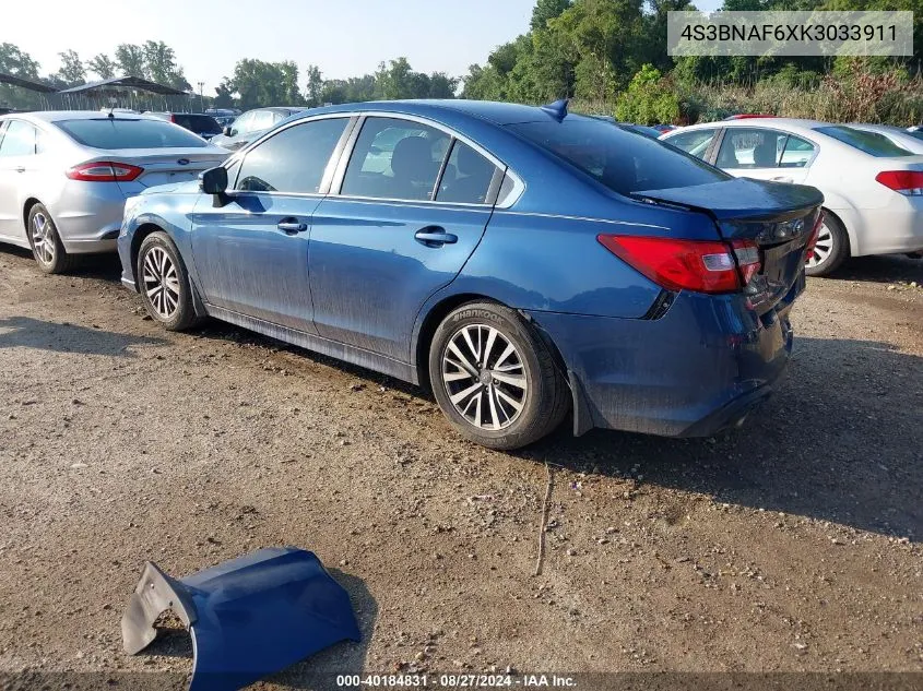 4S3BNAF6XK3033911 2019 Subaru Legacy 2.5I Premium