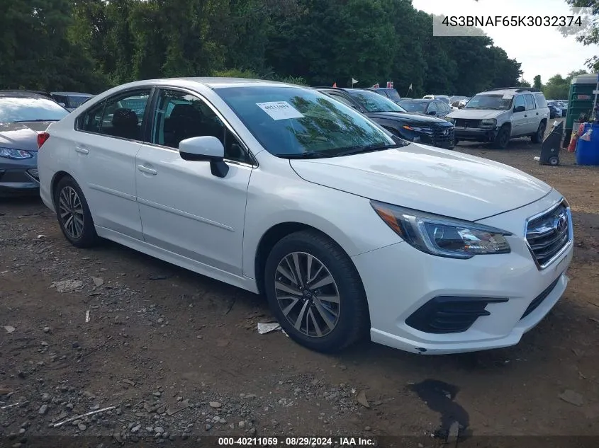 2019 Subaru Legacy 2.5I Premium VIN: 4S3BNAF65K3032374 Lot: 40211059