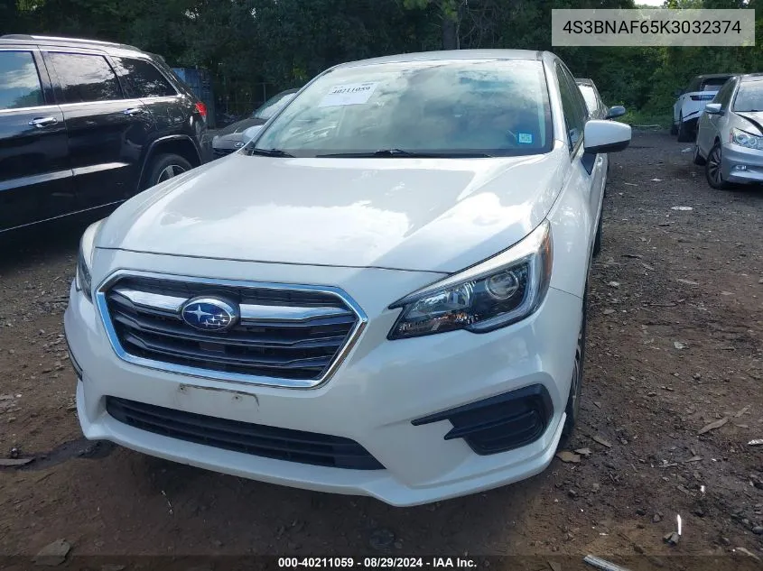 2019 Subaru Legacy 2.5I Premium VIN: 4S3BNAF65K3032374 Lot: 40211059