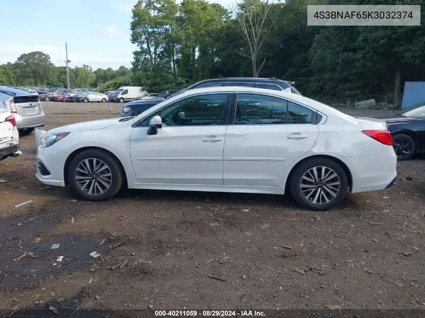 2019 Subaru Legacy 2.5I Premium VIN: 4S3BNAF65K3032374 Lot: 40211059