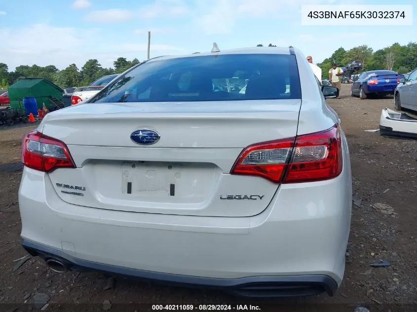 4S3BNAF65K3032374 2019 Subaru Legacy 2.5I Premium