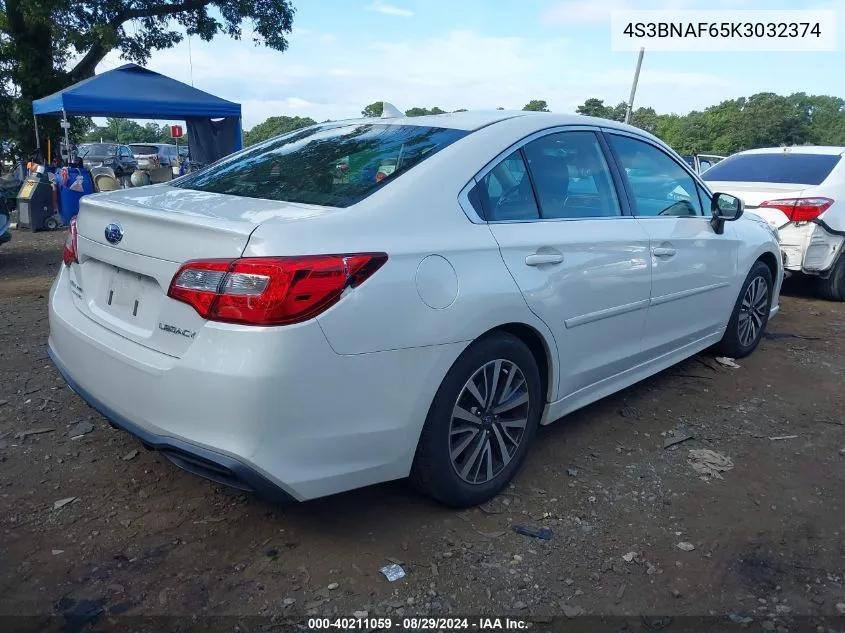 2019 Subaru Legacy 2.5I Premium VIN: 4S3BNAF65K3032374 Lot: 40211059