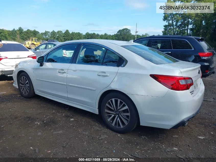 2019 Subaru Legacy 2.5I Premium VIN: 4S3BNAF65K3032374 Lot: 40211059