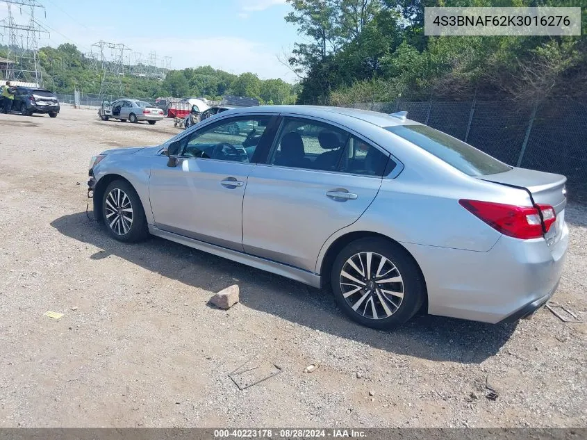 2019 Subaru Legacy 2.5I Premium VIN: 4S3BNAF62K3016276 Lot: 40223178