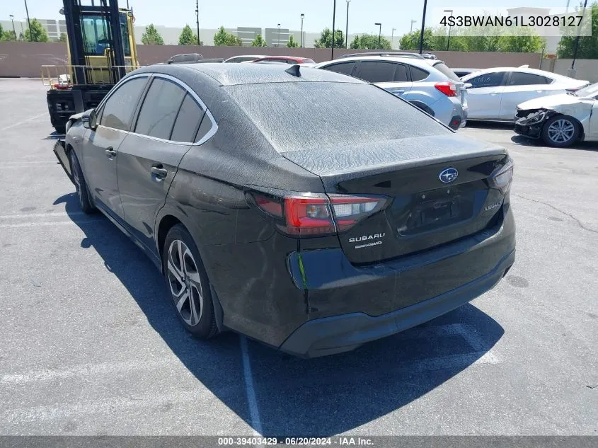 2020 Subaru Legacy Limited VIN: 4S3BWAN61L3028127 Lot: 39403429