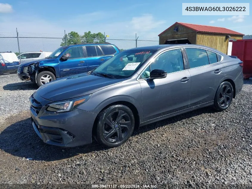 2020 Subaru Legacy Sport VIN: 4S3BWAG60L3026222 Lot: 39471137