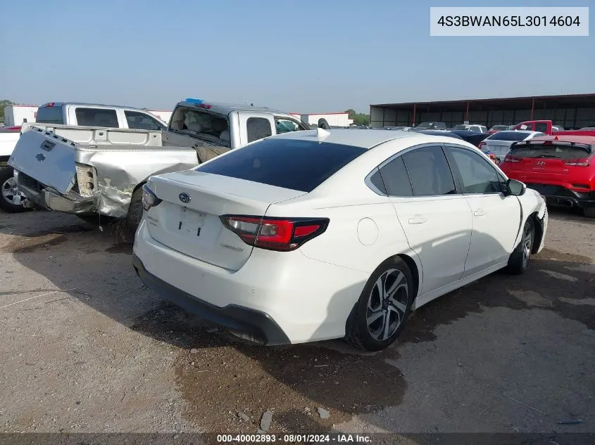 2020 Subaru Legacy Limited VIN: 4S3BWAN65L3014604 Lot: 40002893